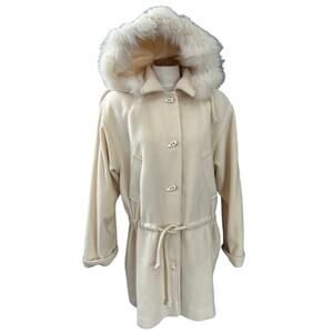 Women's Cream Hooded Coat